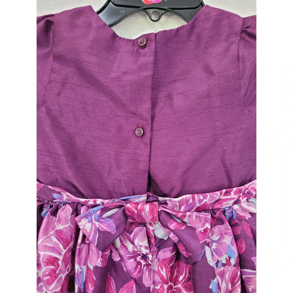 Gymboree Dressed Up Toddler Girls Purple Floral Faux Silk Party Dress Size 3T #8